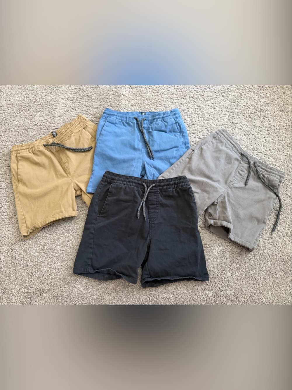 Volcom Kids Shorts — Blue, Black, Tan, Gray